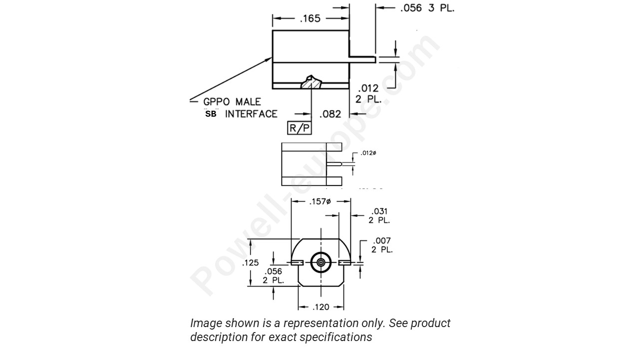 Image showing an extract of the 2D drawing of the Corning Gilbert B010-L15-01