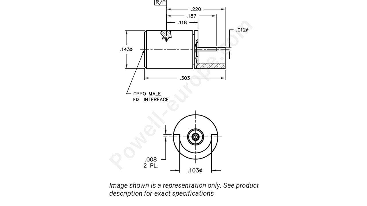Image showing an extract of the 2D drawing of the Corning Gilbert B010-L83-02