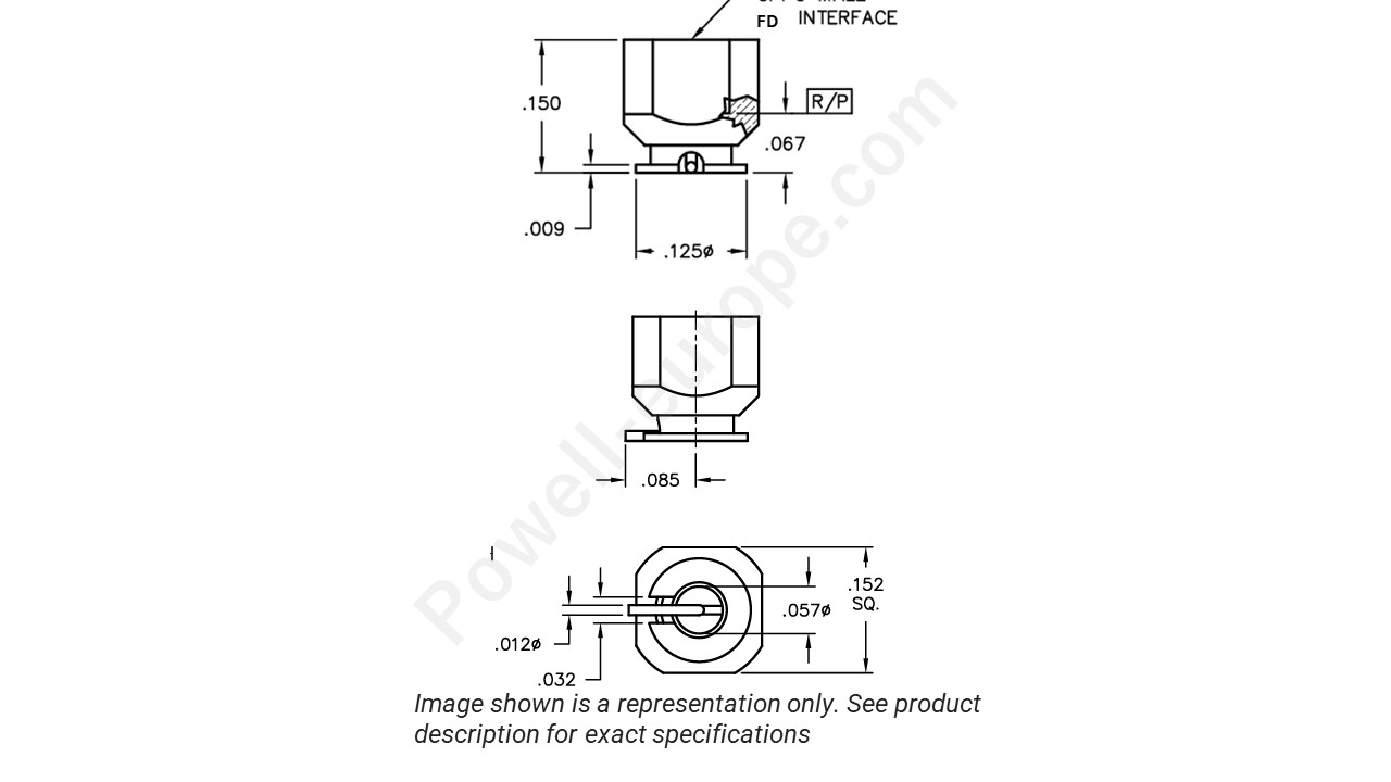 Image showing an extract of the 2D drawing of the Corning Gilbert B012-P93-01