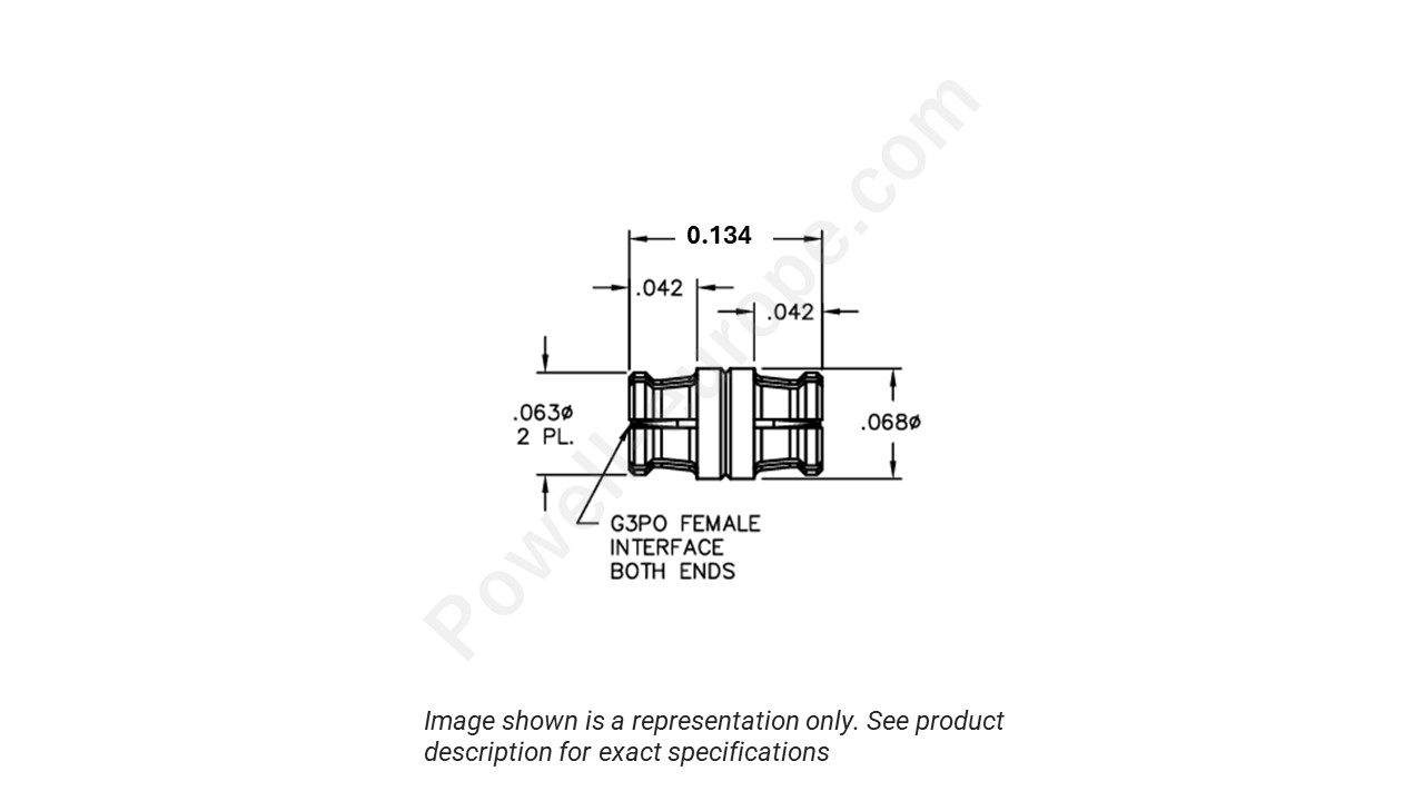Image showing an extract of the 2D drawing of the Corning Gilbert R1R1-0001-03-134
