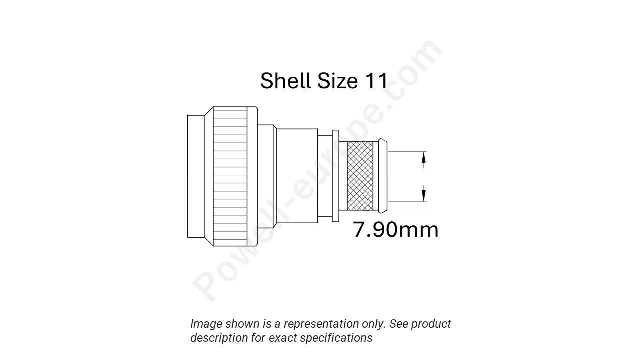 Image showing the shell size and cable insert diameter of the SPI M85049/88-11W03