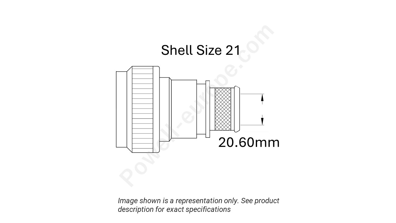 Image showing the shell size and cable insert diameter of the SPI M85049/88-21N03