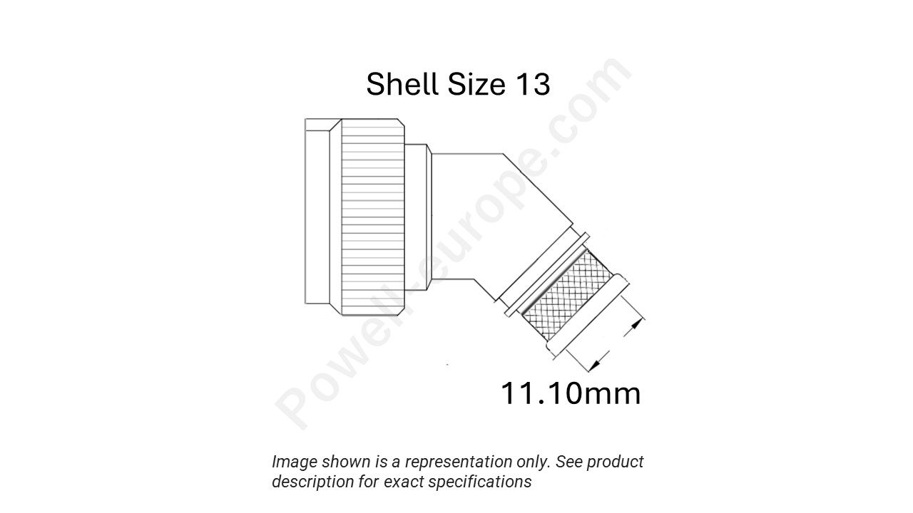 Image showing the shell size and cable insert diameter of the SPI M85049/89-13N03