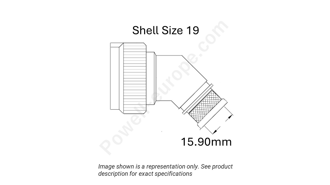 Image showing the shell size and cable insert diameter of the SPI M85049/89-19N02