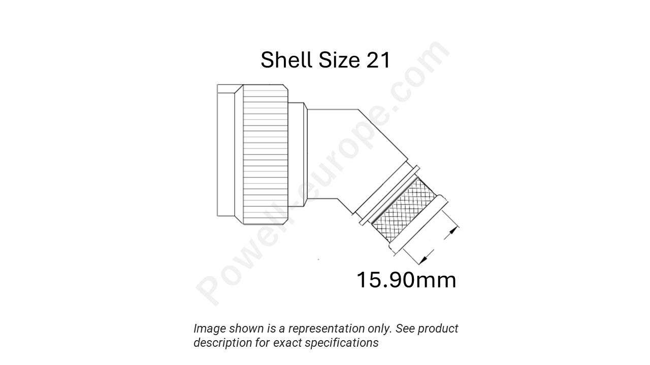 Image showing the shell size and cable insert diameter of the SPI M85049/89-21N02