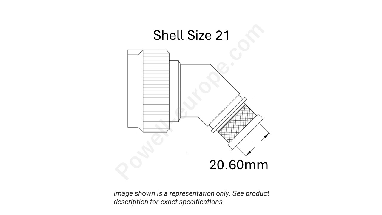 Image showing the shell size and cable insert diameter of the SPI M85049/89-21N03