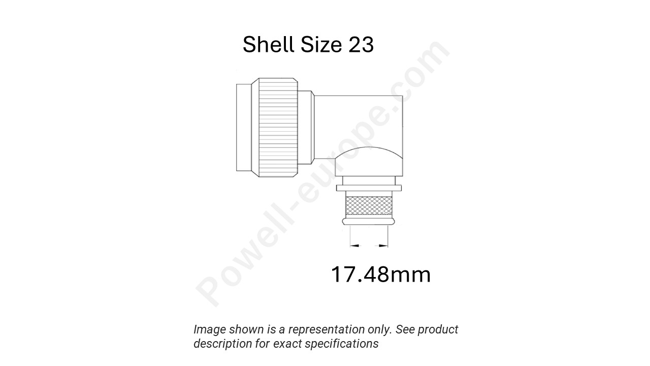 Image showing the shell size and cable insert diameter of the SPI M85049/90-23W02