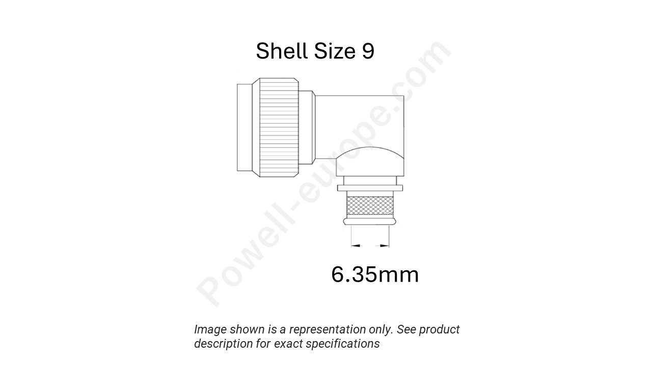 Image showing the shell size and cable insert diameter of the SPI M85049/90-9W03